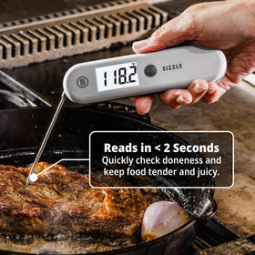 ThermoWorks SIZZLE rotating display ensures readable temps from any angle.