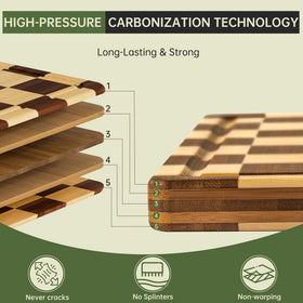 thetchry bamboo board with juice groove contains liquids during prep