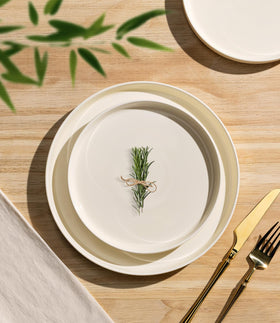 TheTerra beige dinner plate 8.25 inches, ideal for salads and sides.