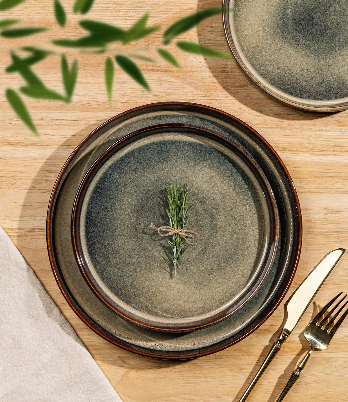 TheTerra ceramic salad plate in coca mocha adds color and convenience to salads.