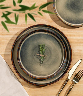 TheTerra ceramic salad plate in coca mocha adds color and convenience to salads.