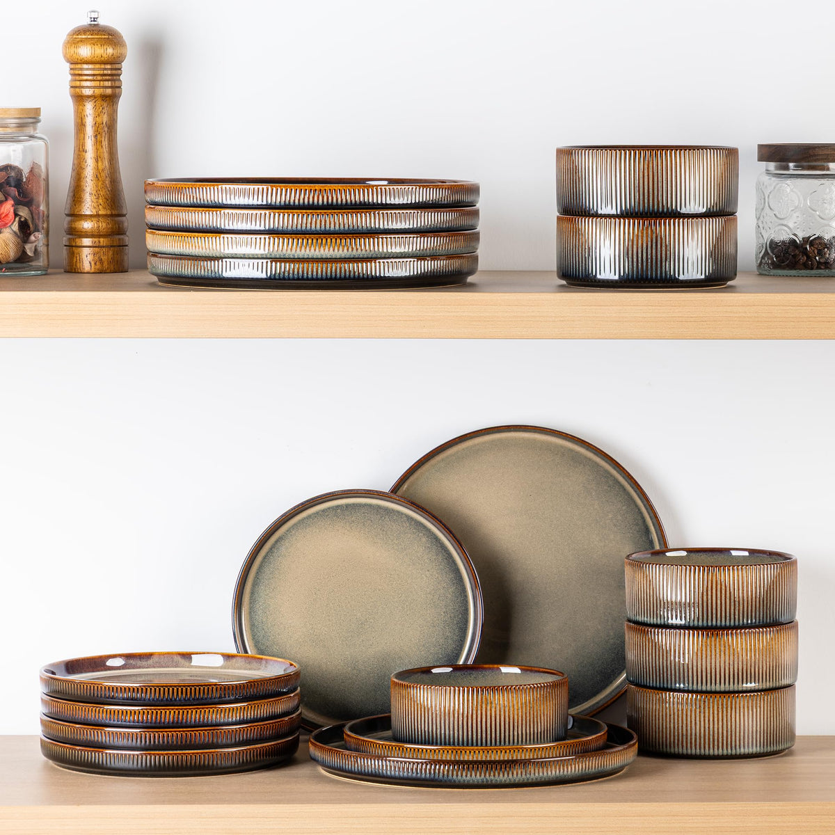TheTerra stackable dishes save cabinet space while staying dishwasher-safe.