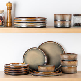 TheTerra stackable dishes save cabinet space while staying dishwasher-safe.