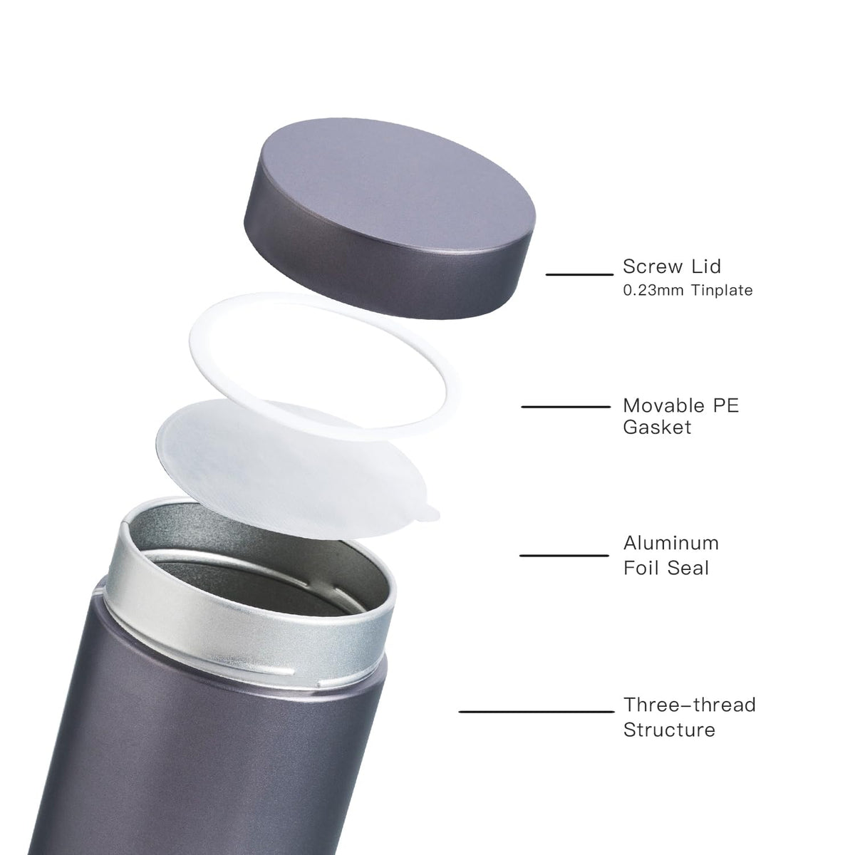 Tianhui tea tin with PE gasket provides secure reseal and spill prevention.