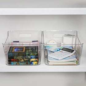 Tiawudi pantry shelving setup featuring clear bins for neat spaces.