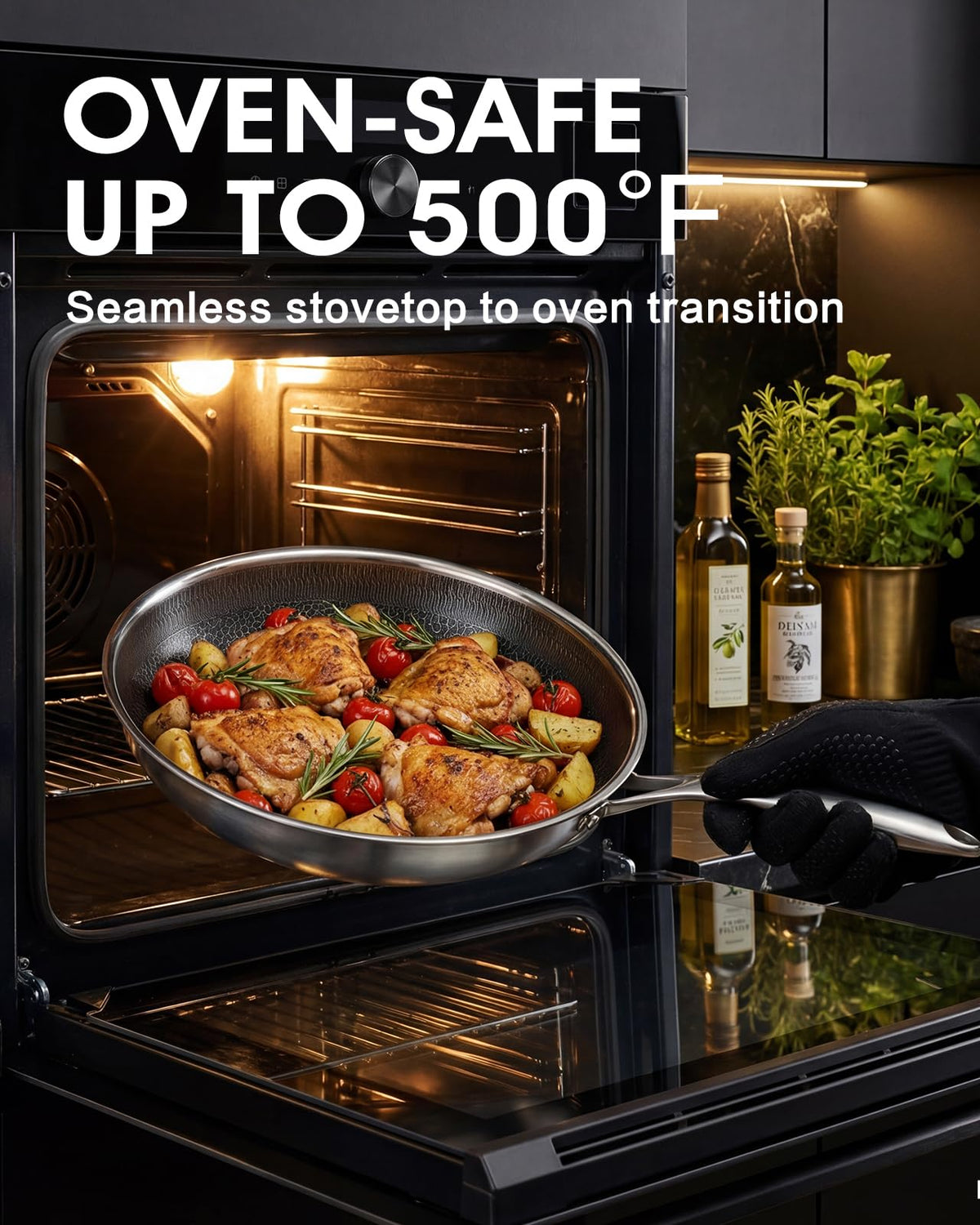 Tibbicc induction-ready and oven-safe pan handles diverse cooking on all surfaces
