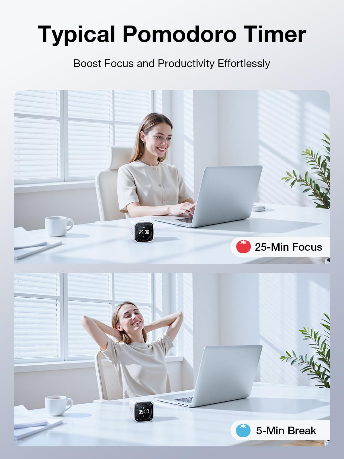Ticktime TK3 quick-flip countdown starts 5 minutes for focused study