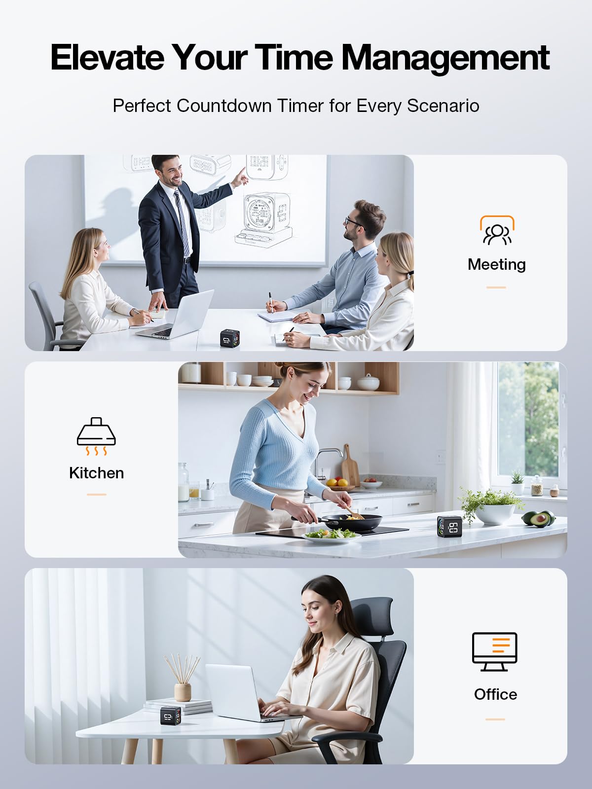 Ticktime TK3 stopwatch mode helps track task duration.