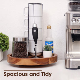 Tidita wooden lazy susan inside cabinet providing effortless spice and pantry access.