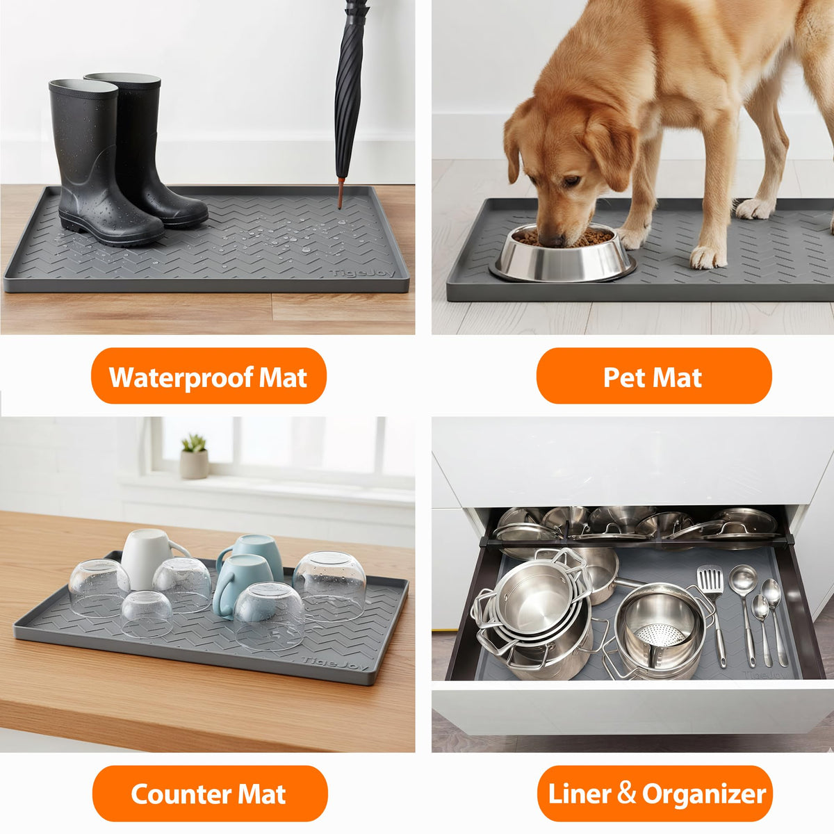 TigeJoy mat keeps entryways dry as a boot tray.