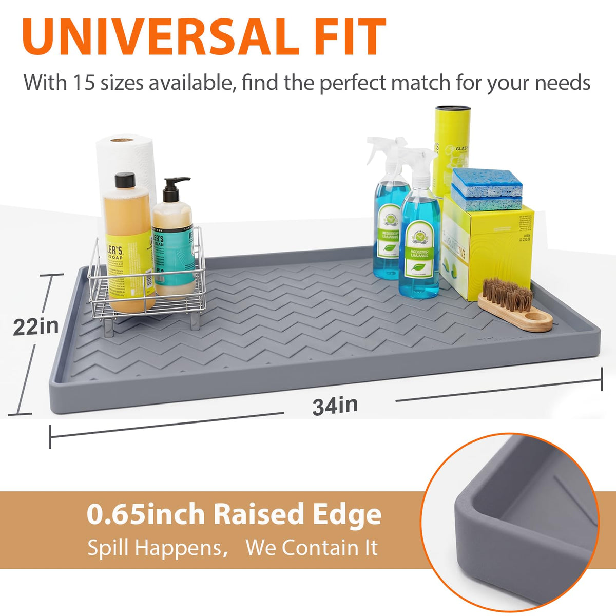 TigeJoy raised edge guards against spills up to 3 gallons.