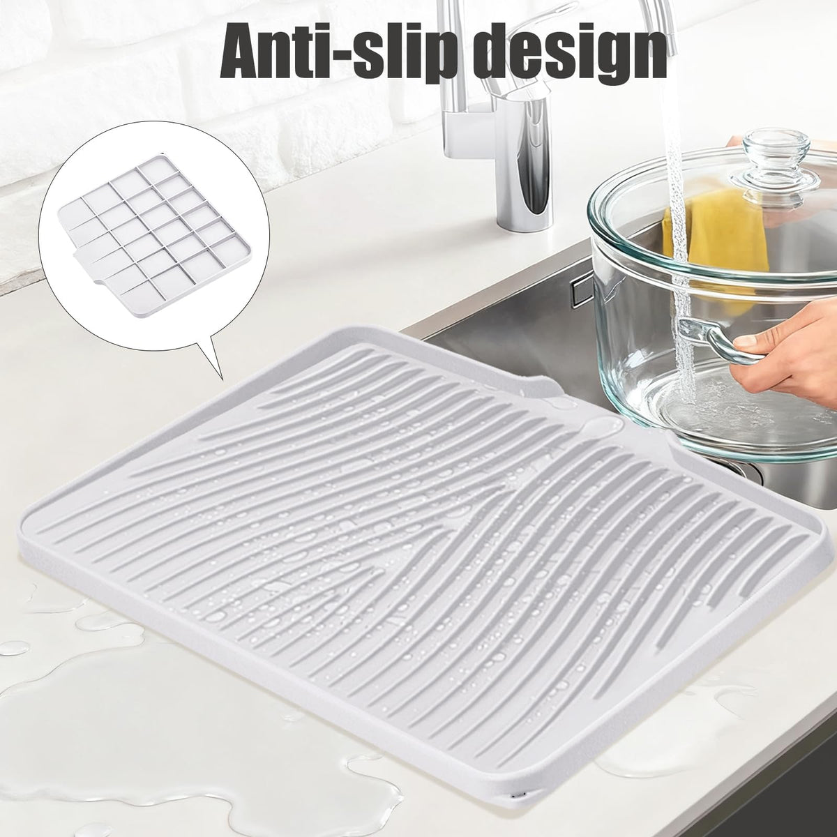 TIKNIK anti-slip surface keeps dishes stable during drying.