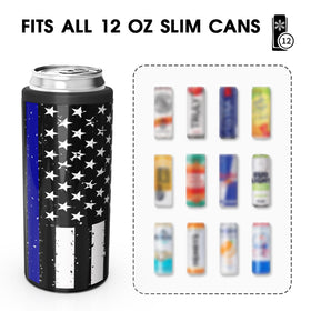 TILUCK Skinny Can Cooler with can inserted showing secure push-lock fit.