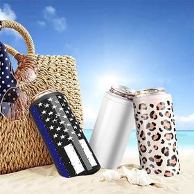 TILUCK Skinny Can Cooler Glitter White close-up finish highlights premium stainless steel and BPA-free materials