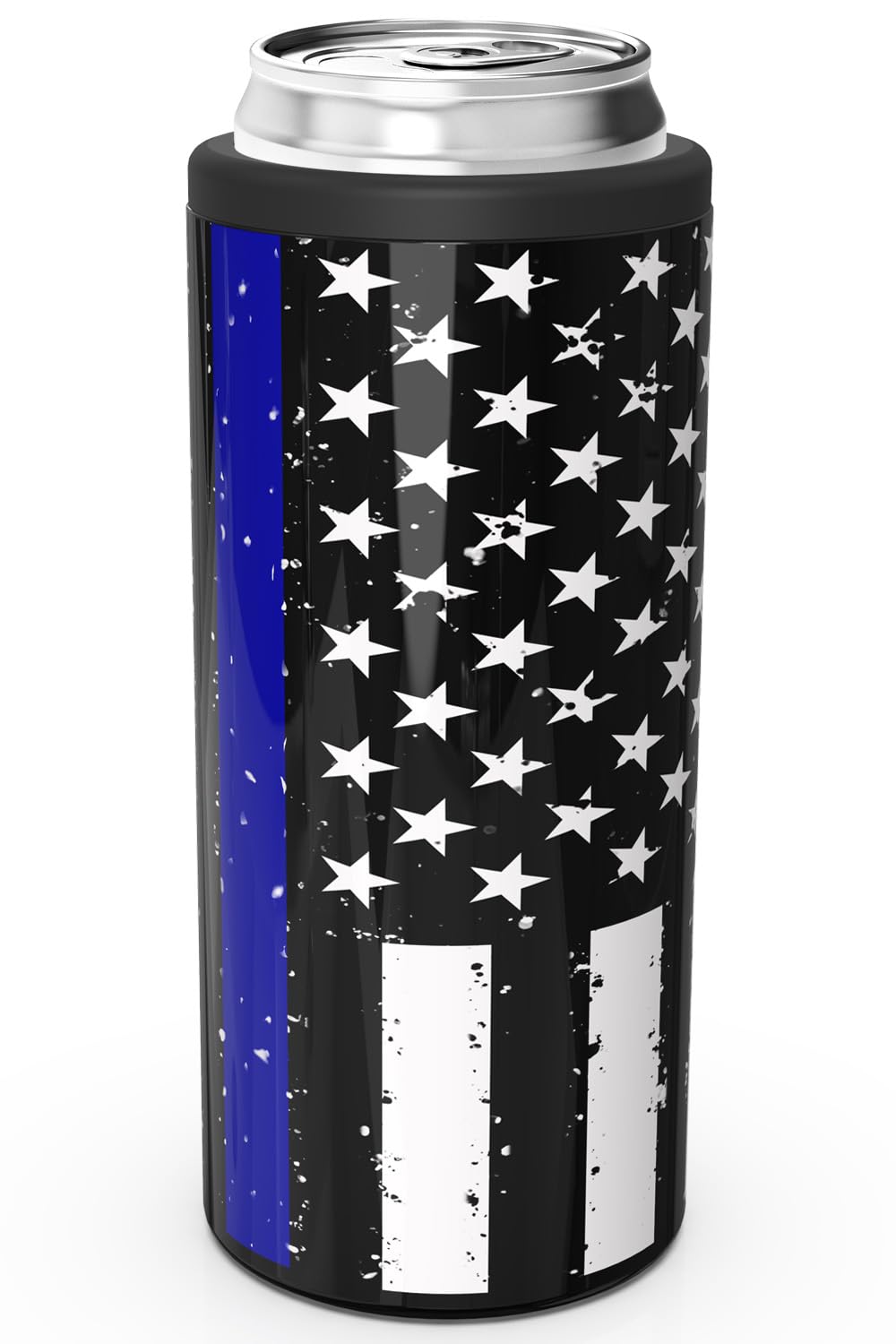 TILUCK Skinny Can Cooler Glitter White front view keeps slim 12 oz cans cold and ready