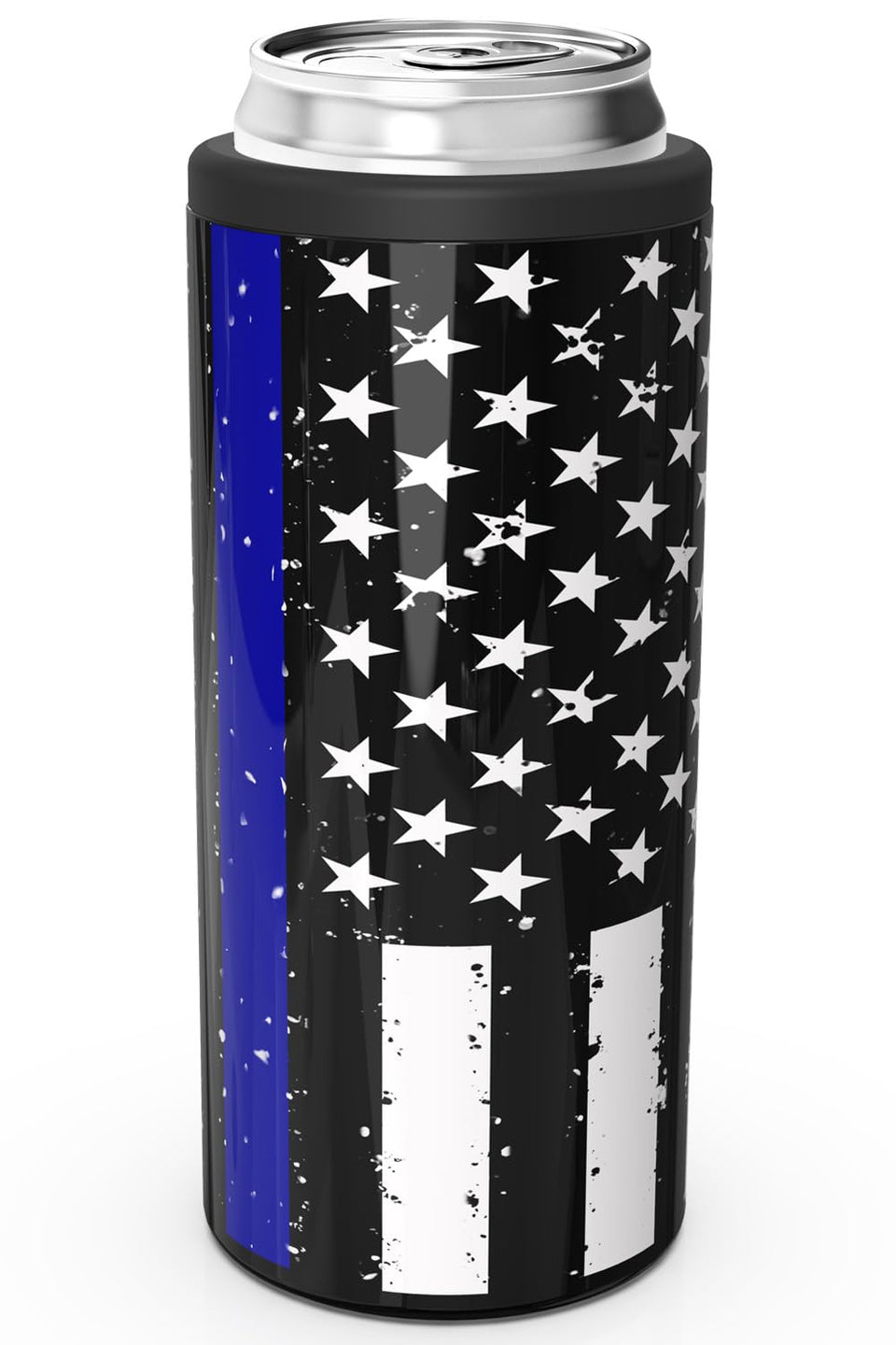 TILUCK Skinny Can Cooler Glitter White front view keeps slim 12 oz cans cold and ready