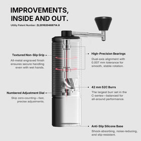 TIMEMORE C5 Pro all-metal body detail highlighting sturdy construction.