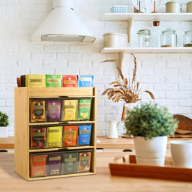 TIMIEEYA tea bag organizer fits kitchens, offices, and pantries for neat setups