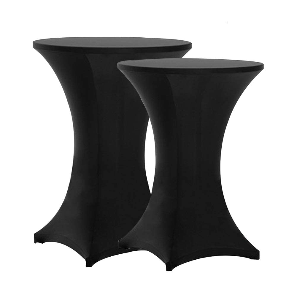 Tina's highboy spandex table cover in black front view showing sleek fit