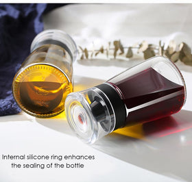 TINMIX glass olive oil and vinegar cruet, 160ml, for precise pouring at picnics.