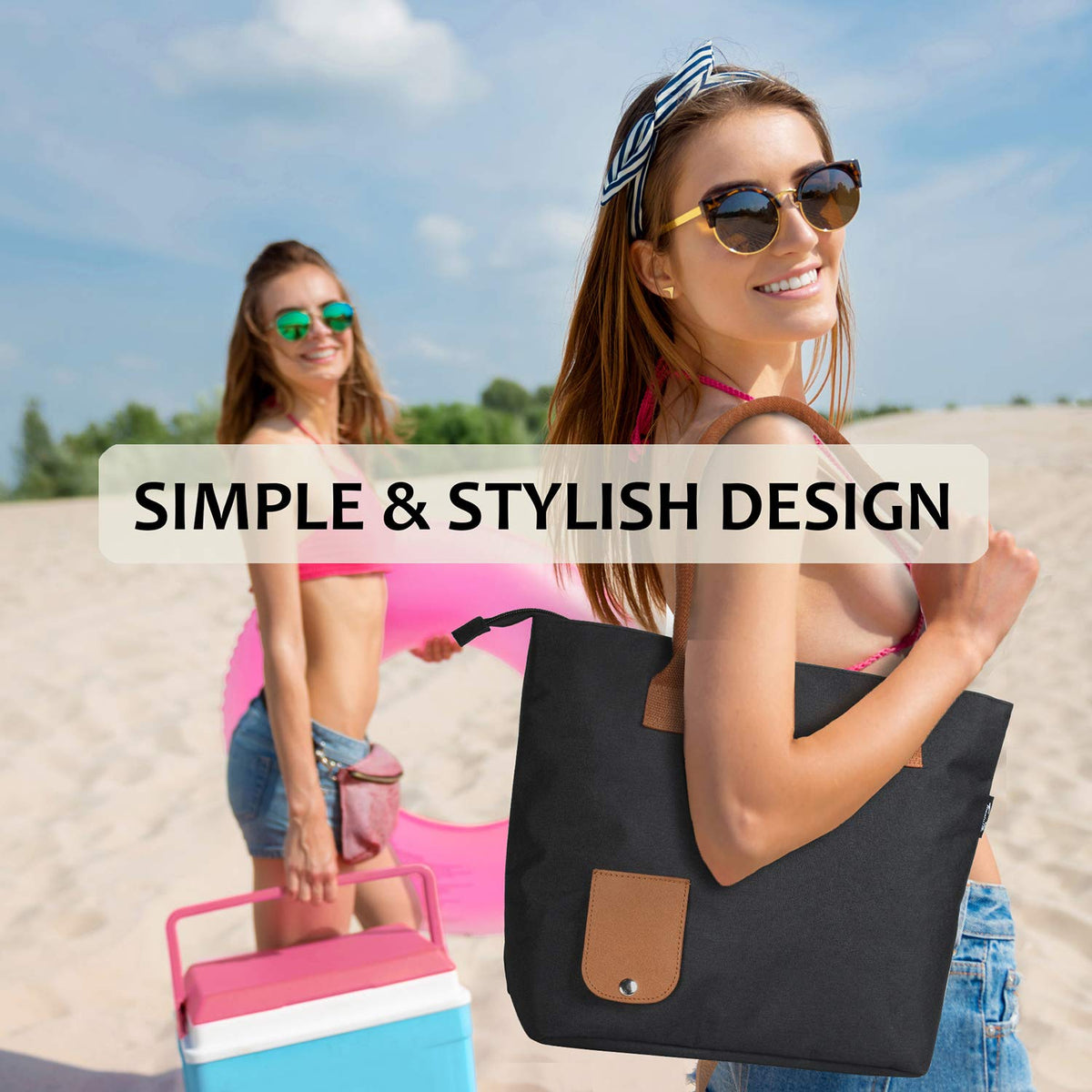 Tirrinia wine tote bag black design suits BYOB events.
