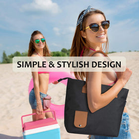 Tirrinia wine tote bag black design suits BYOB events.