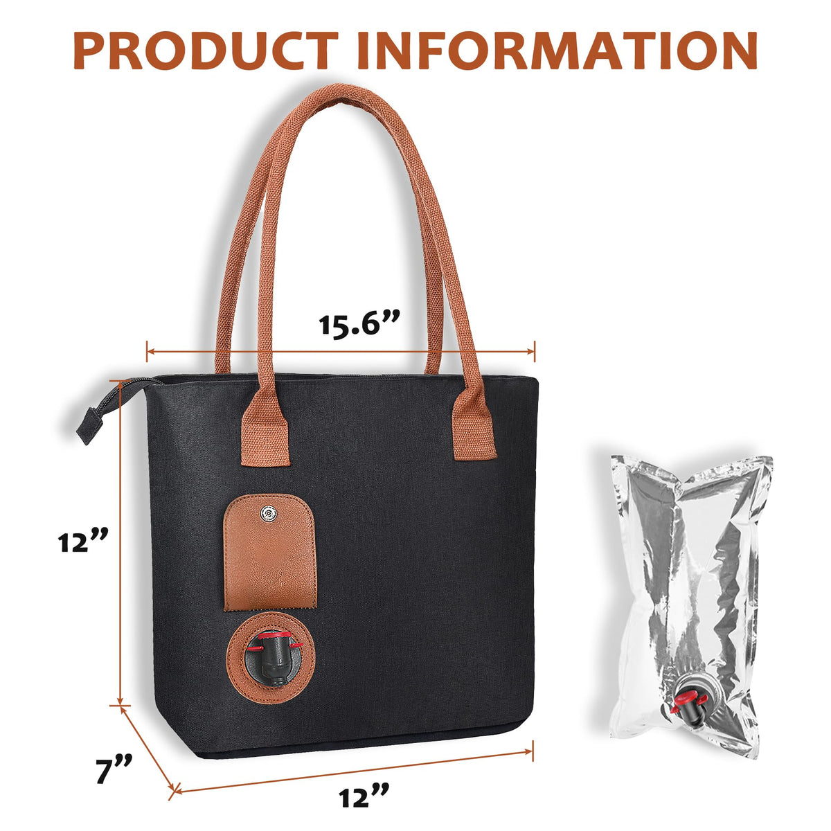 Tirrinia wine tote bag strong handle and pocket for essentials.