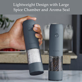 TLYSXPRO clear reservoir shows remaining salt or pepper at a glance.