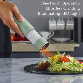 TLYSXPRO sage grinder in use, one-handed operation for quick flavoring.