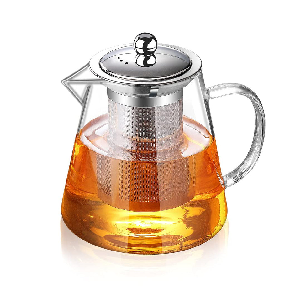 TMOST glass teapot infuser removable lid for easy blooming and cleanup.