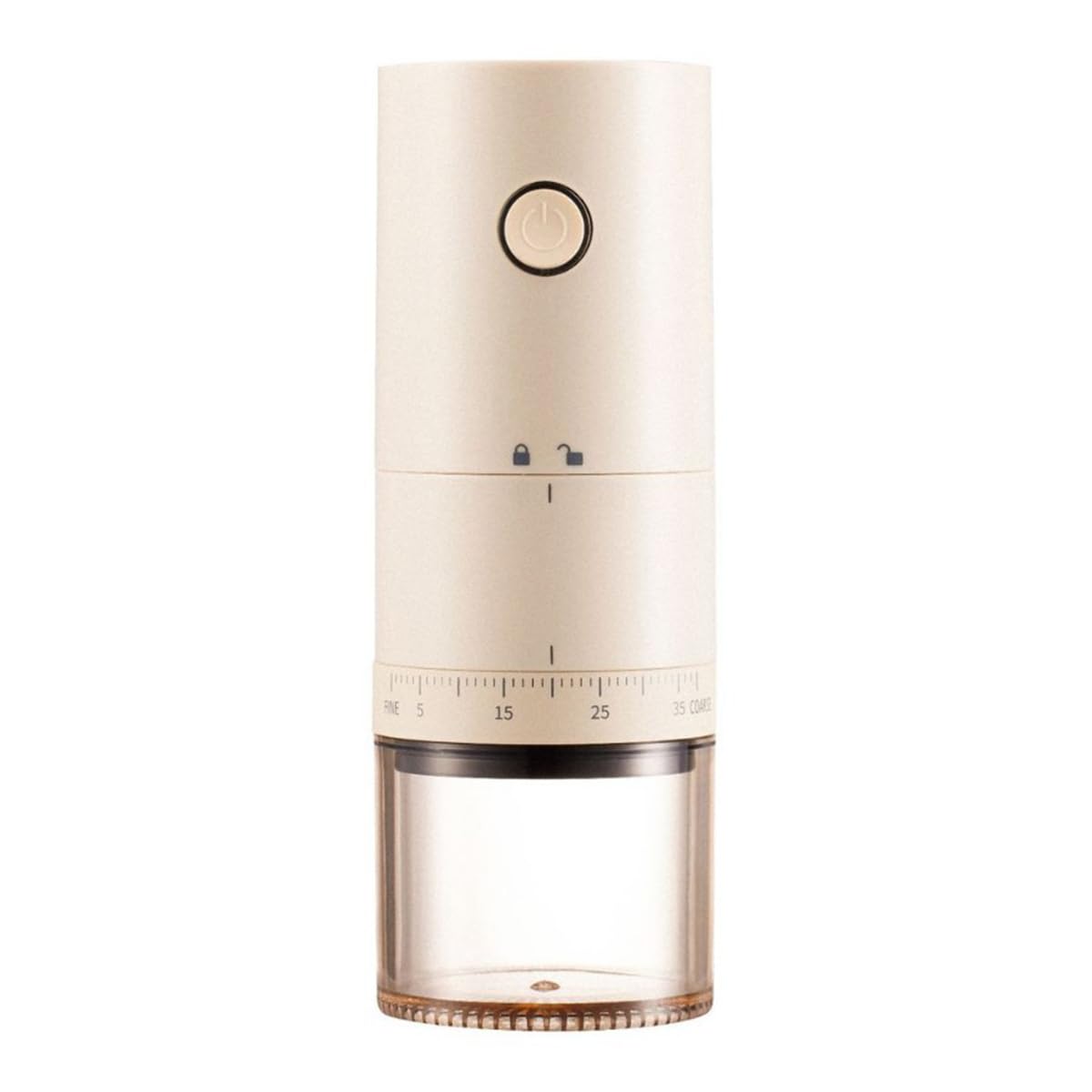 TOBEFORT portable electric burr grinder with external dial for precise grind control.