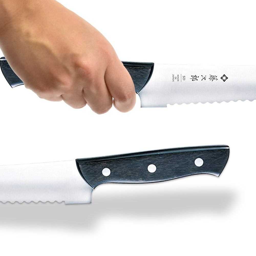 Tojiro bread knife in action delivering precise, even slices