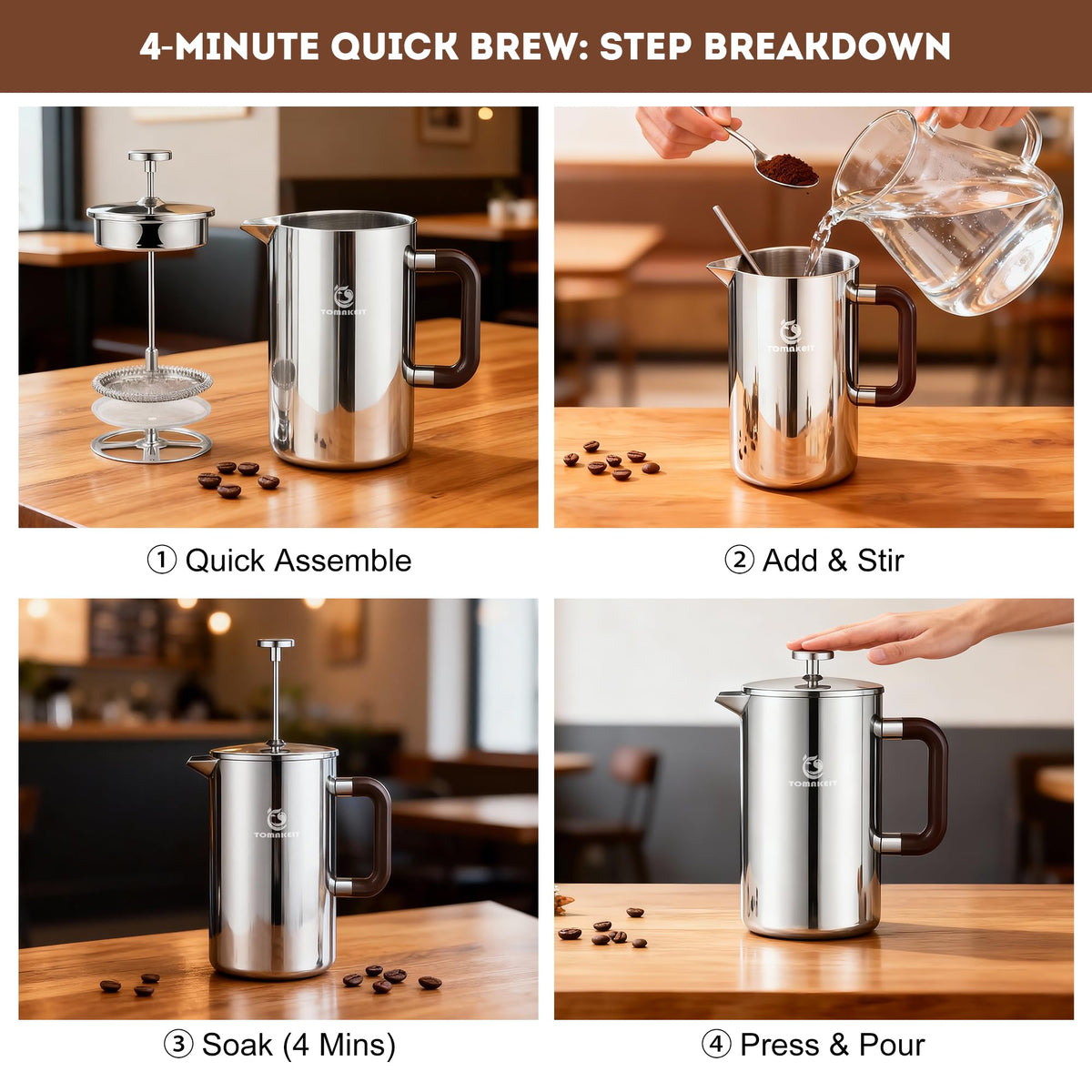 Dishwasher-safe stainless exterior shown for easy cleanup.