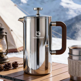 TOMAKEIT 1L French press with stainless steel body for durable home use.