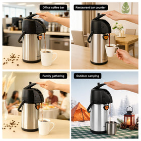 TOMAKEIT push-button lid for easy one-handed operation.