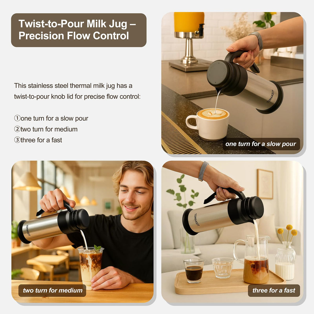 TOMAKEIT Creamer Pitcher BPA-free materials for safe storage