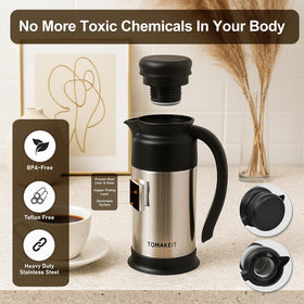 TOMAKEIT creamer pitcher pour-control for slow, medium, or fast pours.
