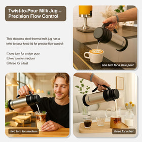 TOMAKEIT 1L thermal carafe preserves beverage temperature for hours.