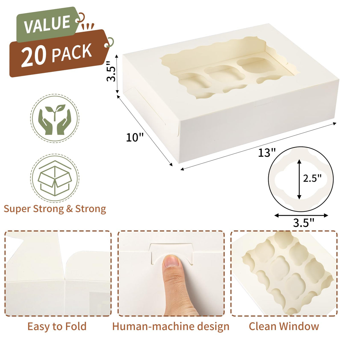 TOMNK inserts secure muffins and cookies inside cupcake boxes during transport.