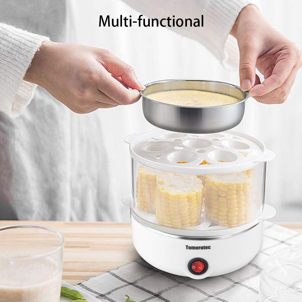 Tomorotec versatile steaming function suits eggs, vegetables, dumplings, and seafood alike.
