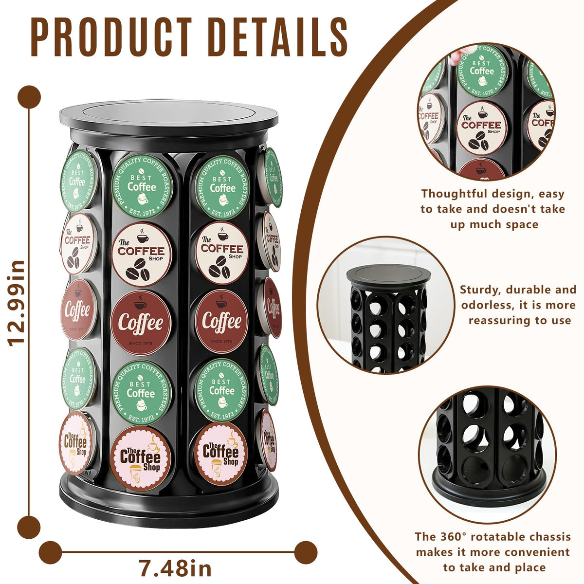 TOMSHUB K-Cup Holder compact vertical design fits small counters