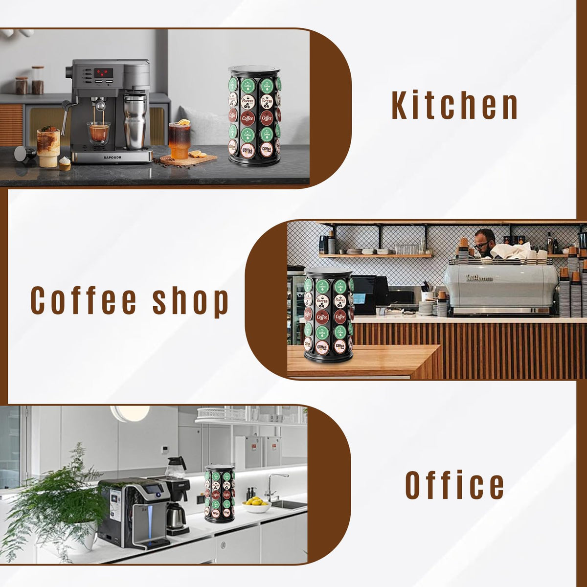TOMSHUB K-Cup Holder top-view shows 40-pod layout and accessibility