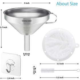 Toncoo 200-mesh filter catches fine particles during pouring.