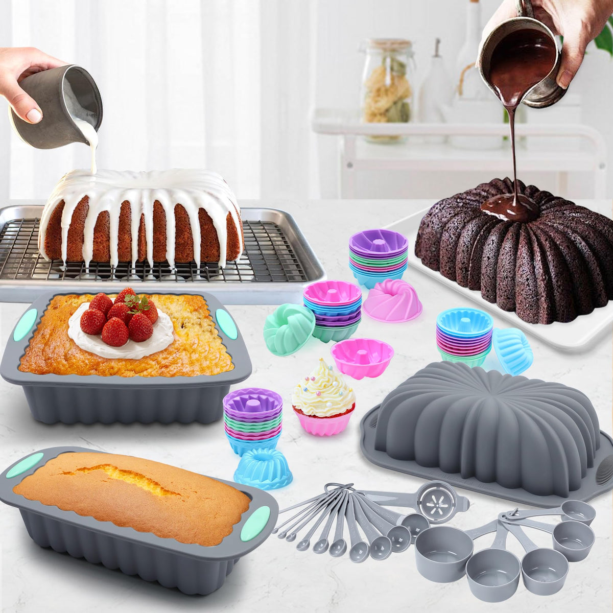 Tongjude cake pans silicone bakeware perfect for layered cakes