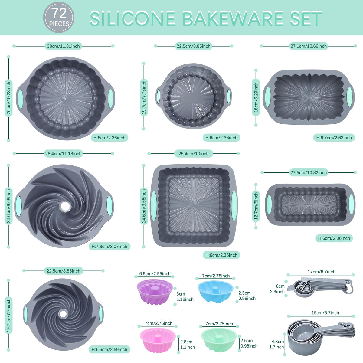 Tongjude measuring spoons silicone bakeware for accurate measuring