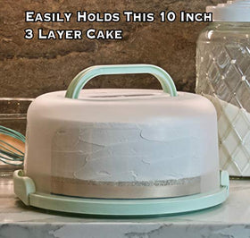 Top Shelf Elements cake carrier clamps secure the lid for travel.