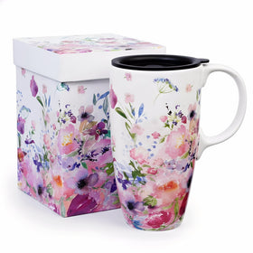 Topadorn ceramic mug with lid keeps drinks warm while reducing spill risk.