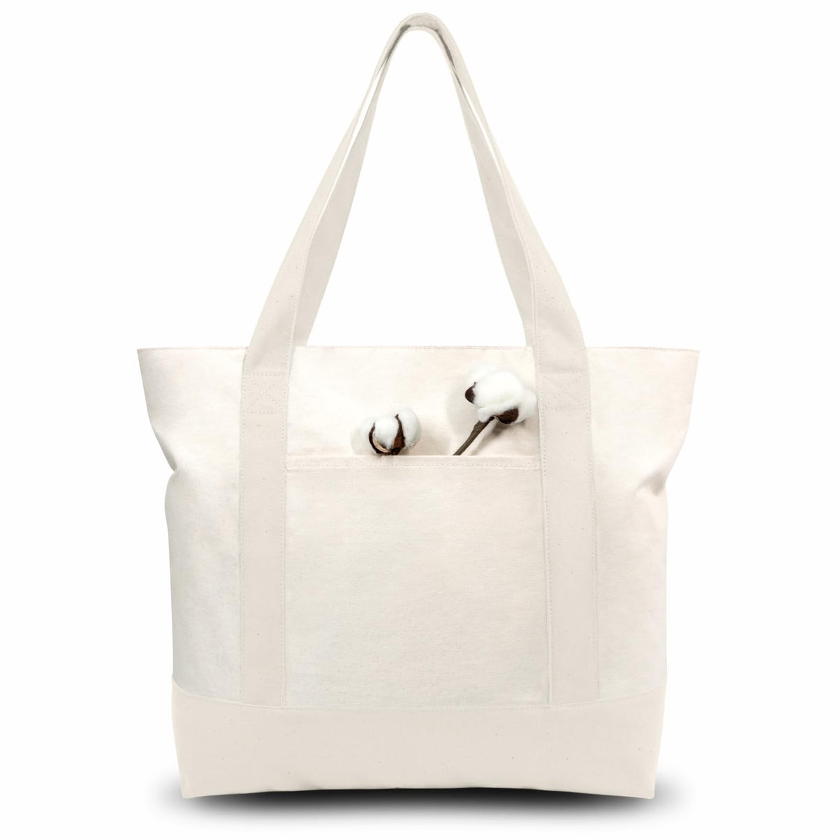 TOPDesign 3-Pack canvas tote exterior pocket for quick item access.