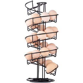 Toplife spiral design egg skelter dispenser in black with organized egg storage.