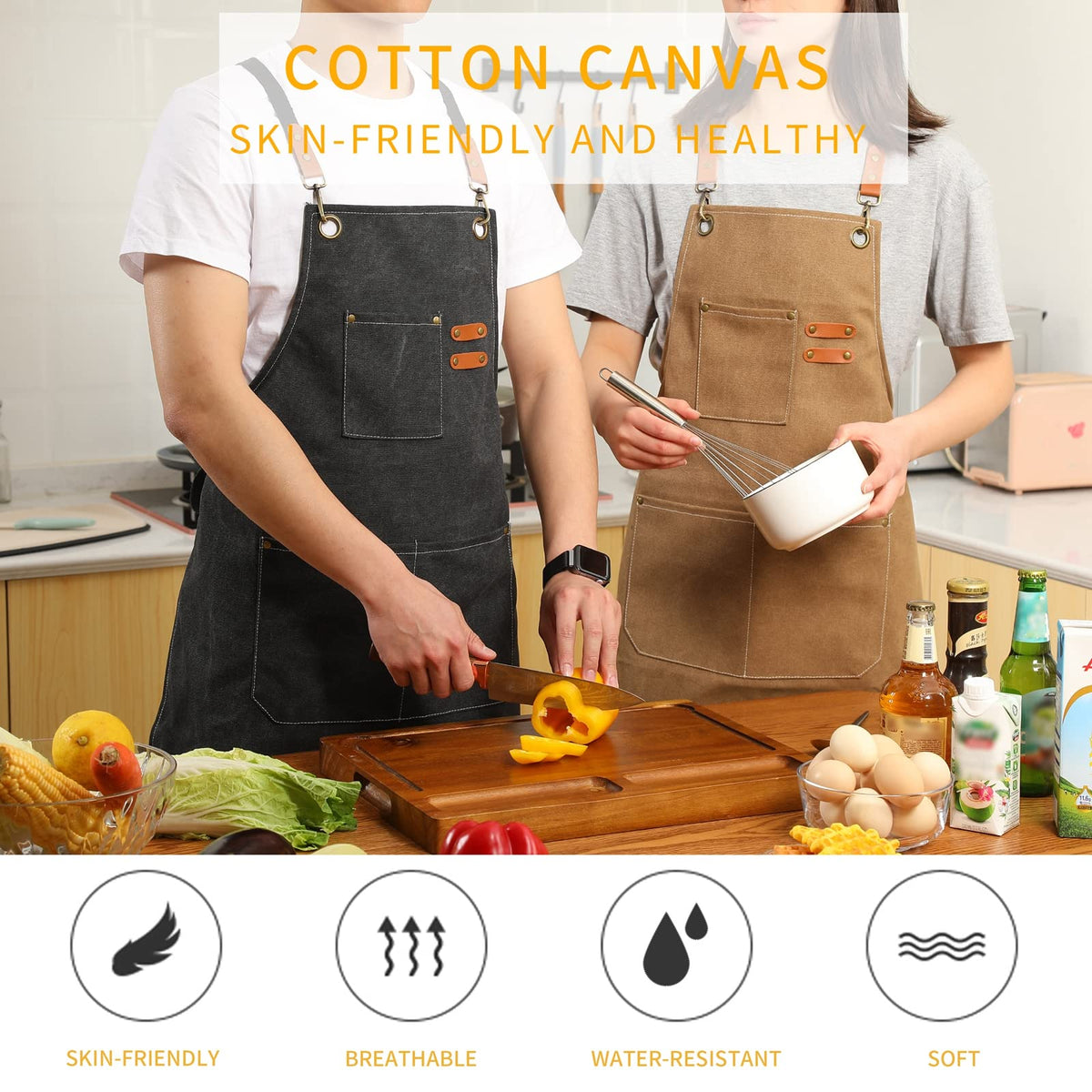 Tosewever apron with adjustable cross-back design ensuring comfortable wear.